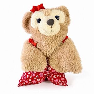 Disney Parks Aulani Hawaii Resort ShellieMay Bear Plush Pillow Red Floral 20"